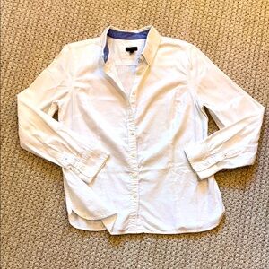 Talbots White Button Down Shirt with Blue Accents